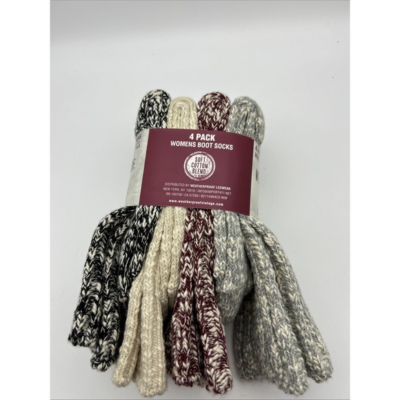 Weatherproof Vintage 4 Pack Boots Socks Women's 5 To 9 1/2. New soft Cotton Blen - Picture 2 of 4